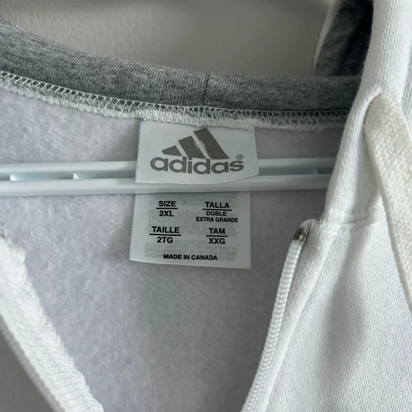 Adidas Men's White Zip-Up Sweater - Picture 4 of 4